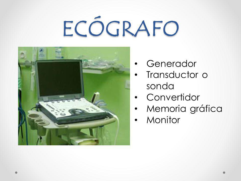 ECÓGRAFO Generador Transductor o sonda Convertidor Memoria gráfica