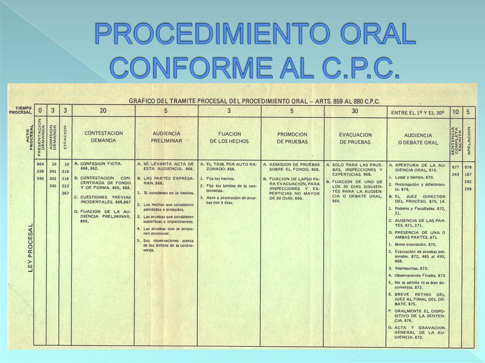 PROCEDIMIENTO ORAL CONFORME AL C.P.C.
