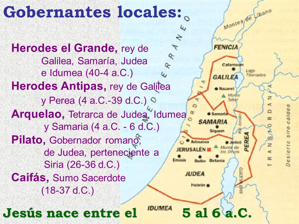 Gobernantes locales: Jesús nace entre el 5 al 6 a.C.