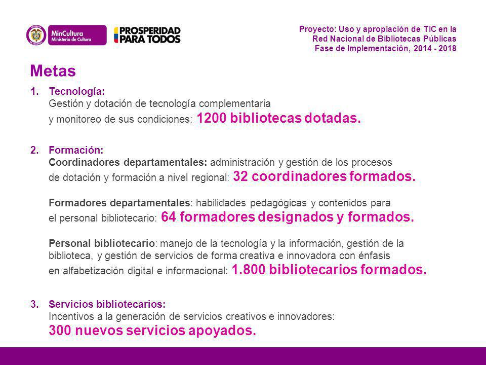 Proyecto: Uso y apropiación de TIC en la Red Nacional de Bibliotecas Públicas Fase de Implementación,