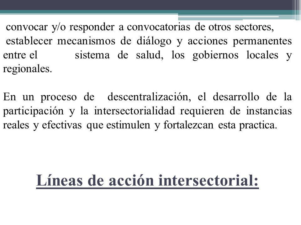 Líneas de acción intersectorial: