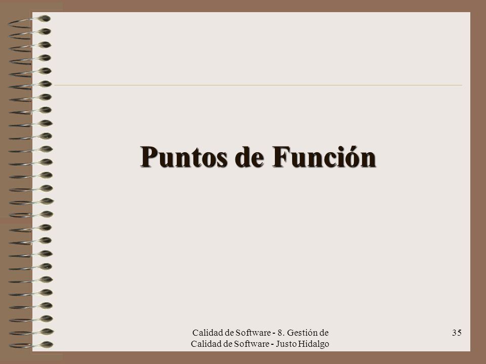Puntos de Función Calidad de Software - 8. Gestión de Calidad de Software - Justo Hidalgo
