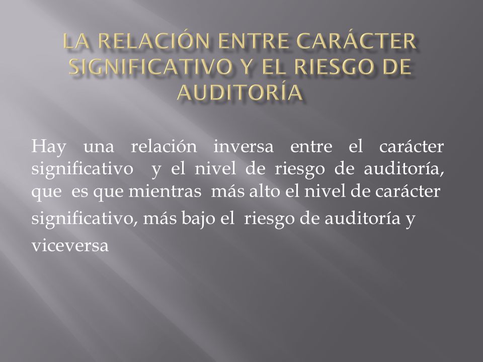 La relación entre carácter significativo y el riesgo de auditoría