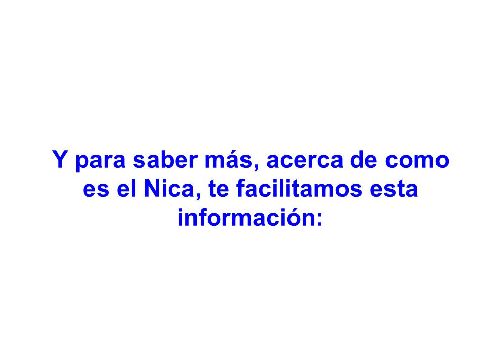 Y para saber más, acerca de como es el Nica, te facilitamos esta información: