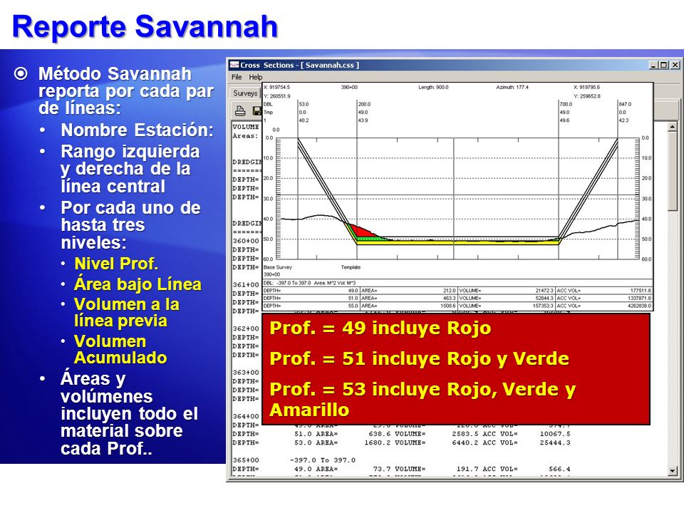 Reporte Savannah Método Savannah reporta por cada par de líneas: