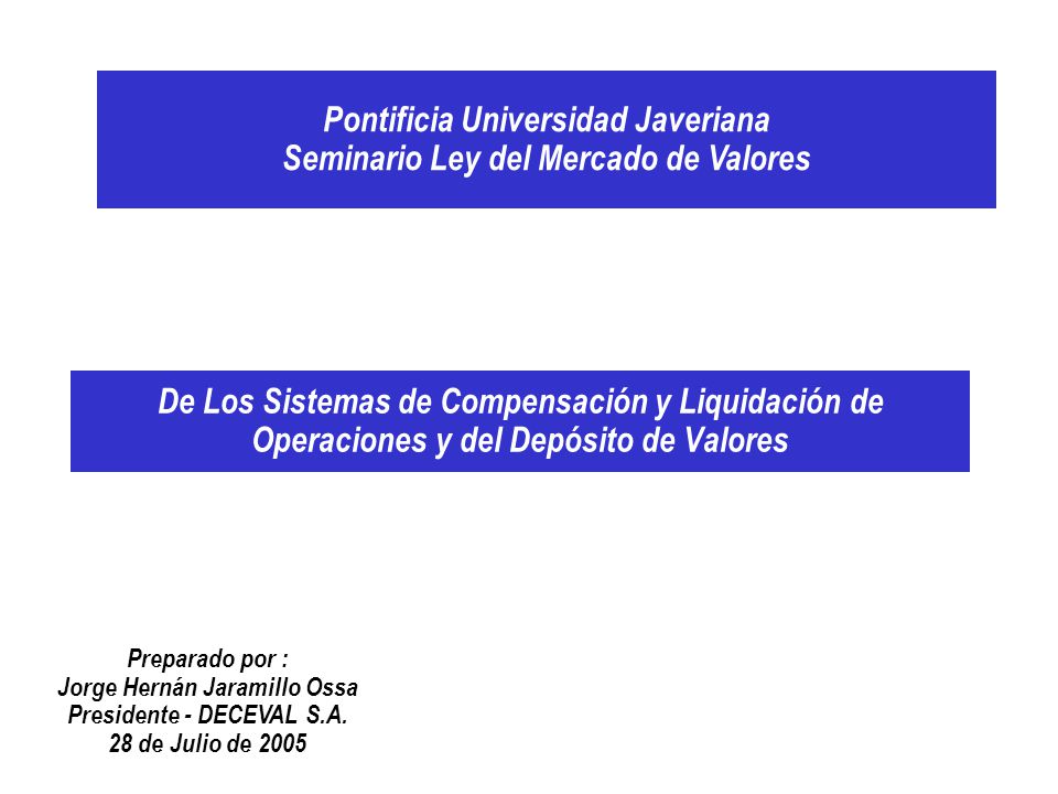 Pontificia Universidad Javeriana Seminario Ley del Mercado de Valores