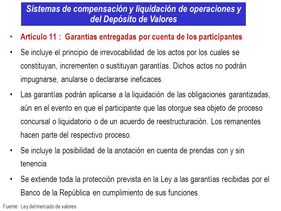 Sistemas de compensación y liquidación de operaciones y del Depósito de Valores