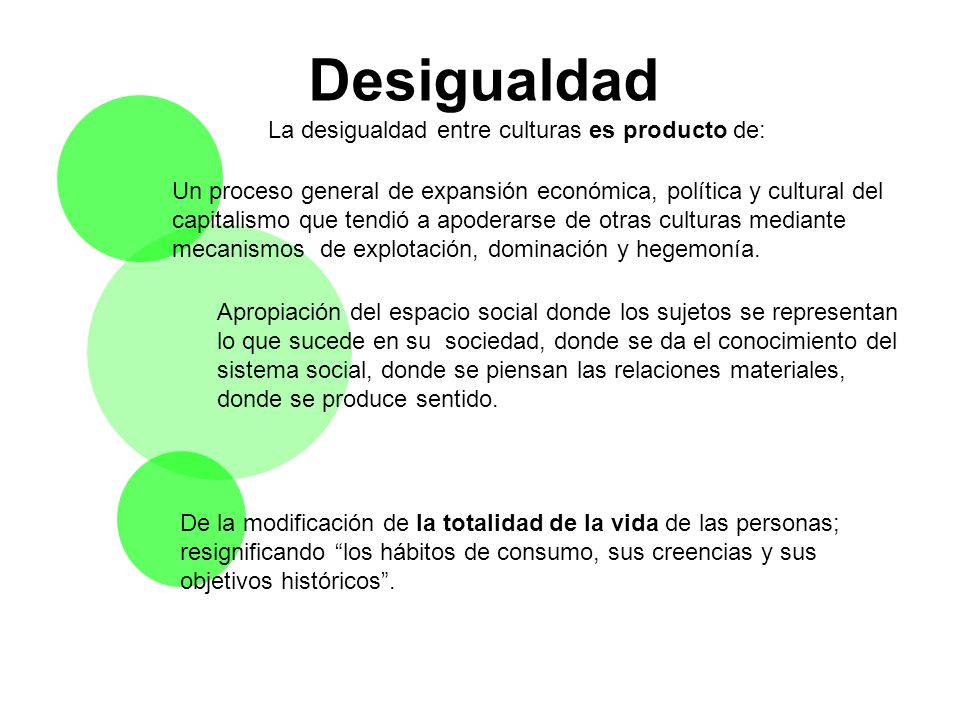 La desigualdad entre culturas es producto de: