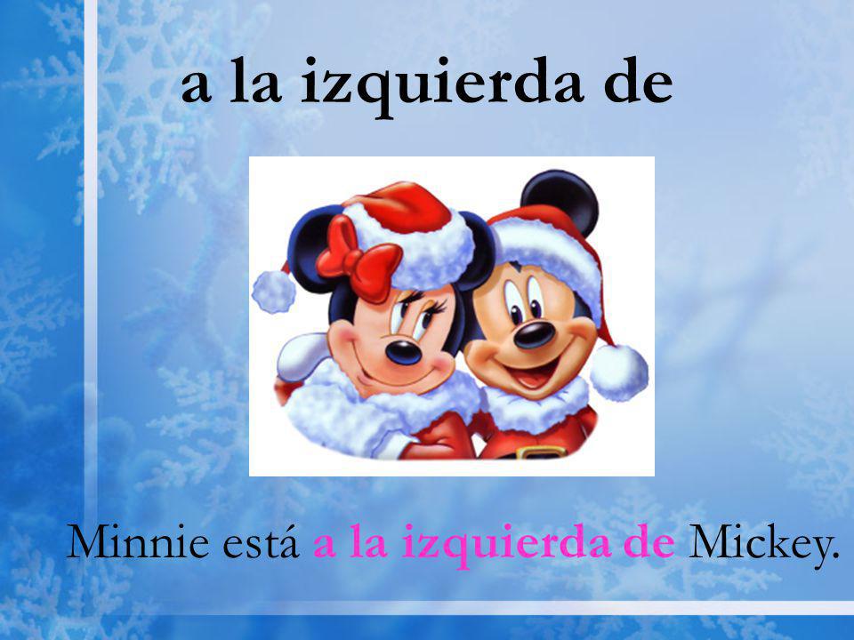 a la izquierda de Minnie está a la izquierda de Mickey.