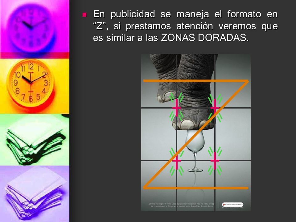 En publicidad se maneja el formato en Z , si prestamos atención veremos que es similar a las ZONAS DORADAS.