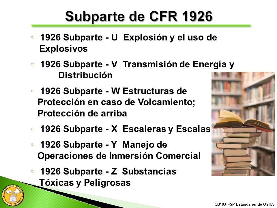 Subparte de CFR Subparte - U Explosión y el uso de