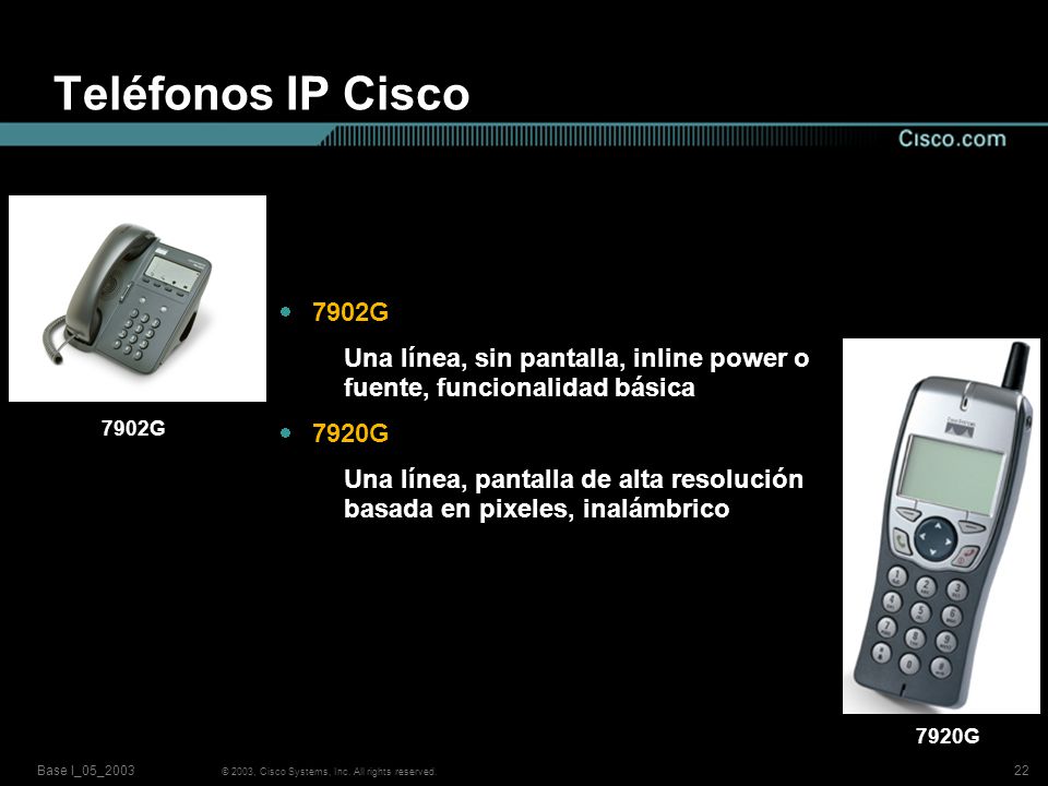 Teléfonos IP Cisco 7902G. Una línea, sin pantalla, inline power o fuente, funcionalidad básica. 7920G.