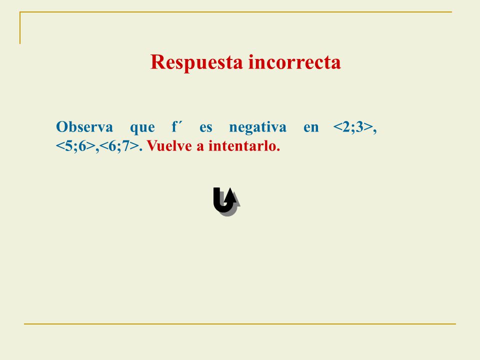 Respuesta incorrecta Observa que f´ es negativa en <2;3>, <5;6>,<6;7>. Vuelve a intentarlo.