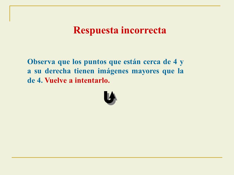 Respuesta incorrecta Observa que los puntos que están cerca de 4 y a su derecha tienen imágenes mayores que la de 4.
