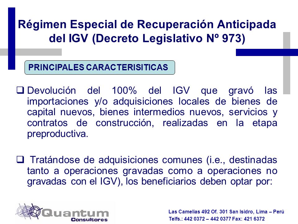 Régimen Especial de Recuperación Anticipada del IGV (Decreto Legislativo Nº 973)