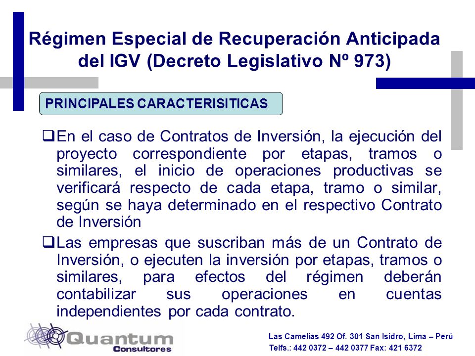 Régimen Especial de Recuperación Anticipada del IGV (Decreto Legislativo Nº 973)