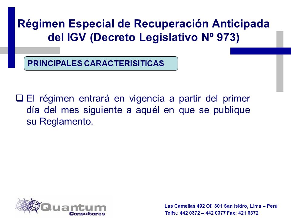 Régimen Especial de Recuperación Anticipada del IGV (Decreto Legislativo Nº 973)