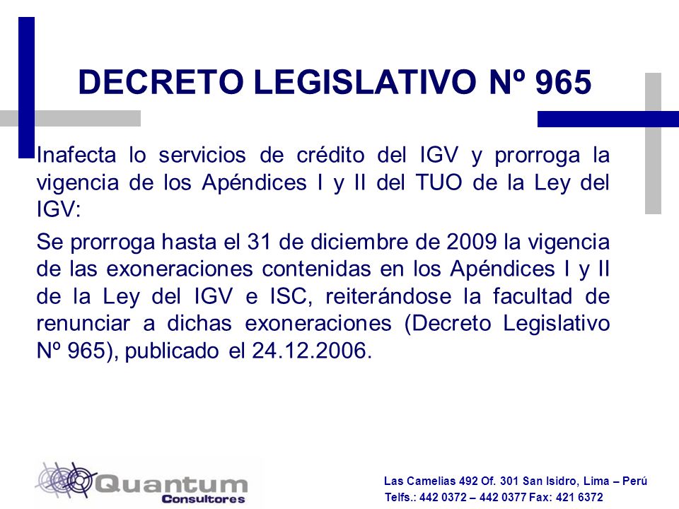 DECRETO LEGISLATIVO Nº 965