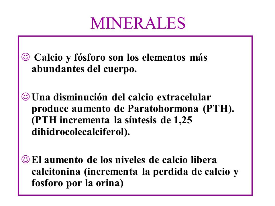 MINERALES Calcio y fósforo son los elementos más abundantes del cuerpo.