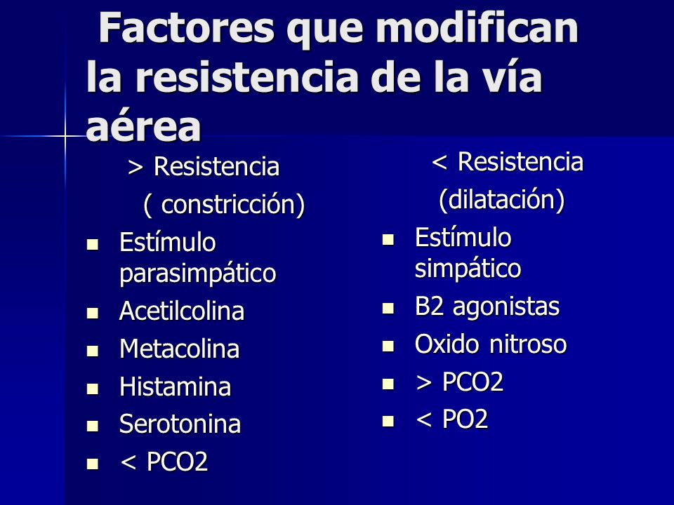 Factores que modifican la resistencia de la vía aérea