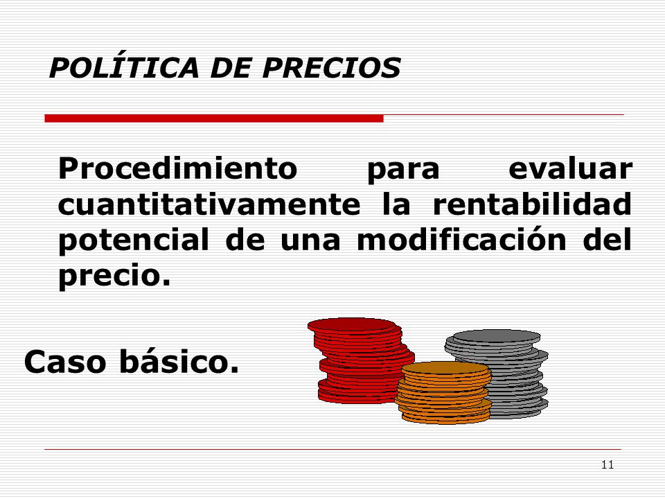 POLÍTICA DE PRECIOS Procedimiento para evaluar cuantitativamente la rentabilidad potencial de una modificación del precio.