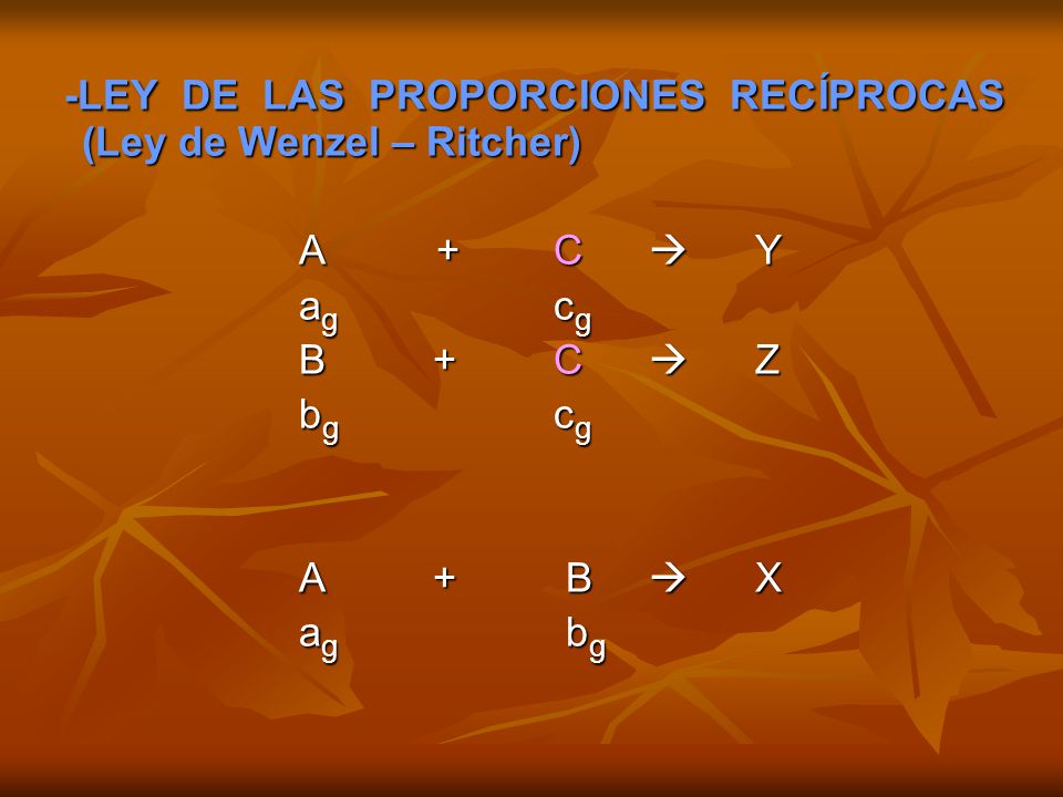 -LEY DE LAS PROPORCIONES RECÍPROCAS (Ley de Wenzel – Ritcher)