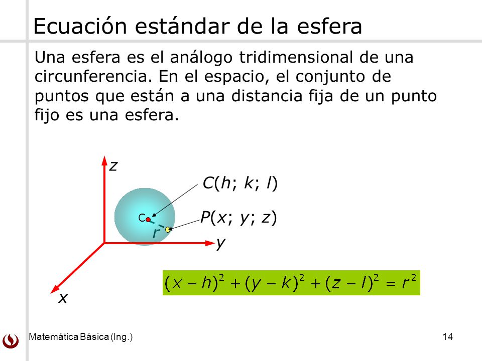 Ecuación estándar de la esfera