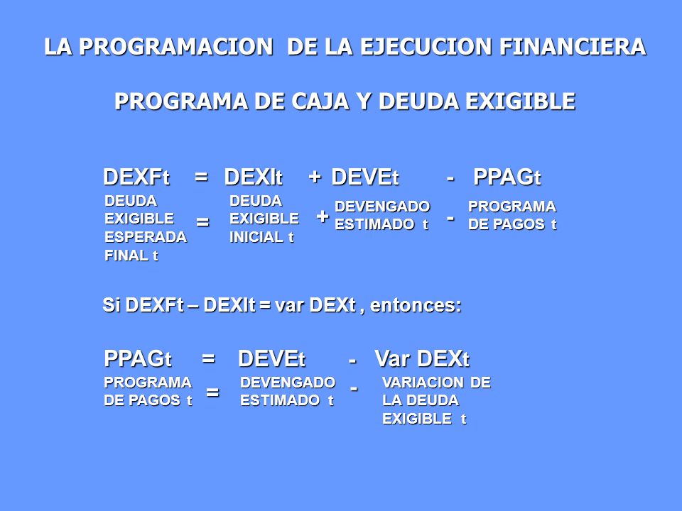 LA PROGRAMACION DE LA EJECUCION FINANCIERA PROGRAMA DE CAJA Y DEUDA EXIGIBLE