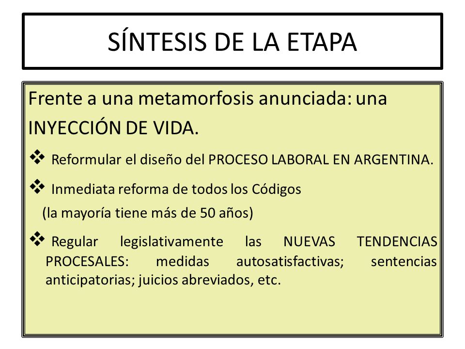 SÍNTESIS DE LA ETAPA Frente a una metamorfosis anunciada: una