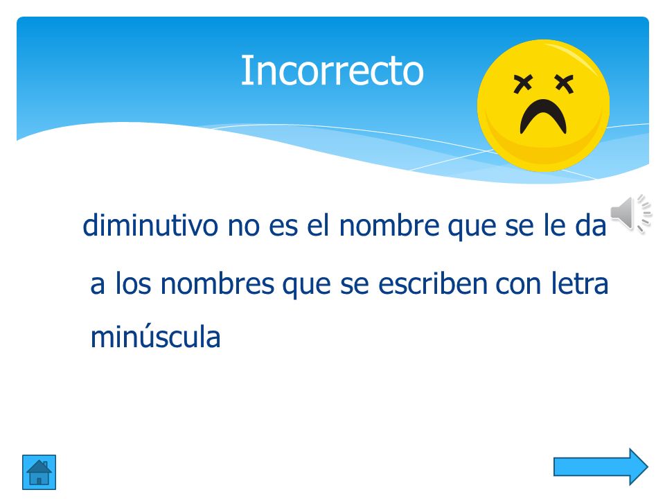Incorrecto diminutivo no es el nombre que se le da a los nombres que se escriben con letra minúscula.