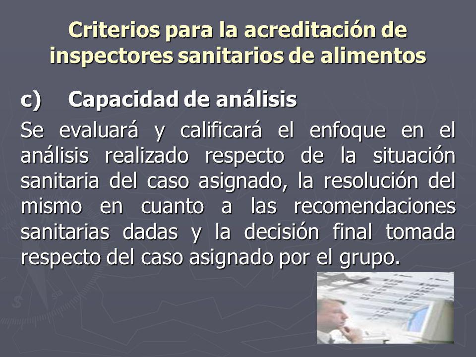 Criterios para la acreditación de inspectores sanitarios de alimentos