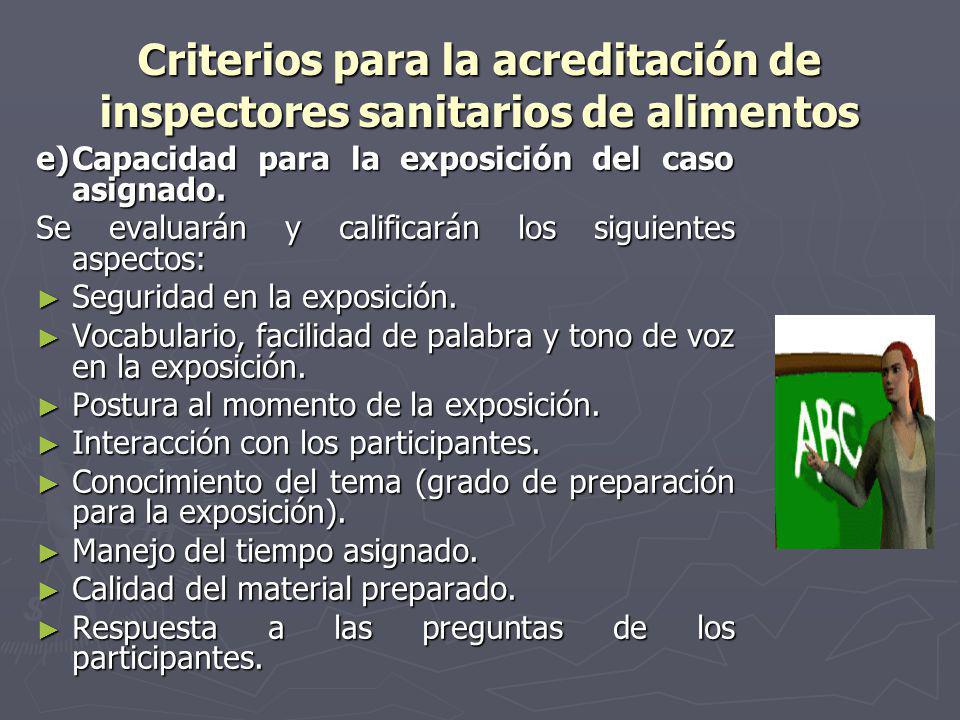 Criterios para la acreditación de inspectores sanitarios de alimentos