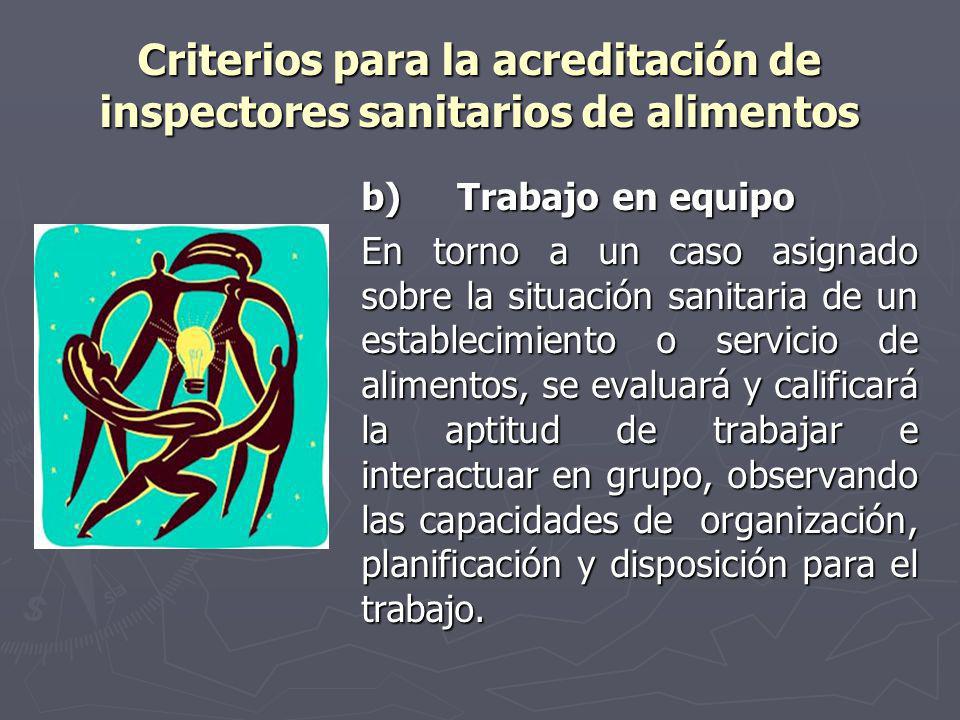 Criterios para la acreditación de inspectores sanitarios de alimentos