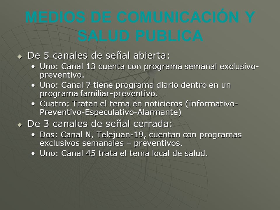 MEDIOS DE COMUNICACIÓN Y SALUD PUBLICA