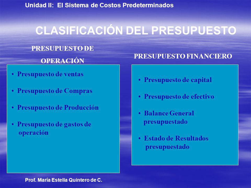 CLASIFICACIÓN DEL PRESUPUESTO