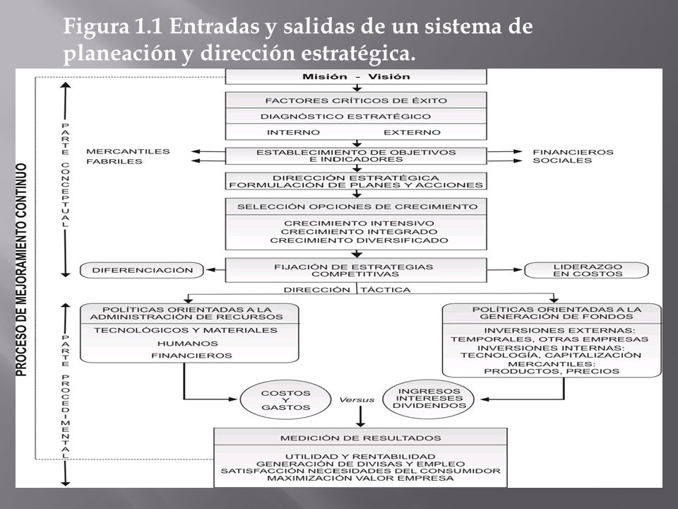 Figura 1.1 Entradas y salidas de un sistema de planeación y dirección estratégica.