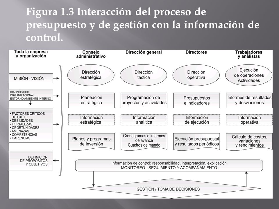 Figura 1.3 Interacción del proceso de presupuesto y de gestión con la información de control.