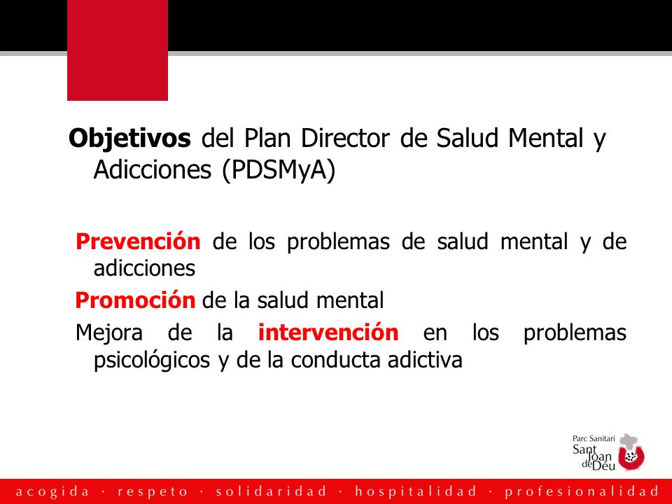 Objetivos del Plan Director de Salud Mental y Adicciones (PDSMyA)