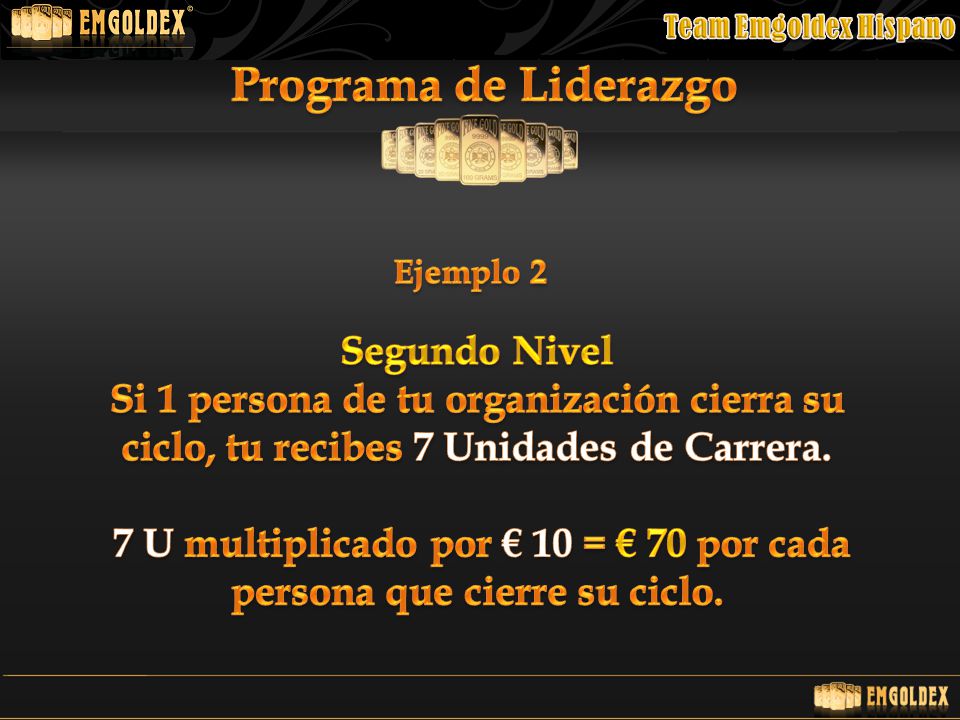 7 U multiplicado por € 10 = € 70 por cada persona que cierre su ciclo.