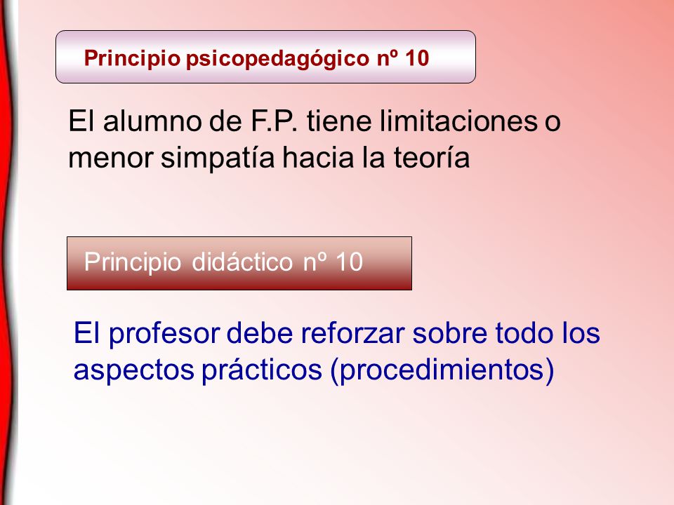 El alumno de F.P. tiene limitaciones o menor simpatía hacia la teoría