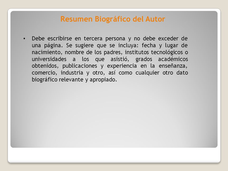 Resumen Biográfico del Autor