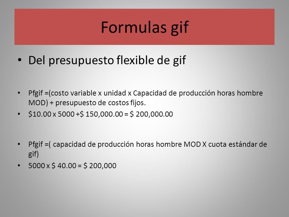 Formulas gif Del presupuesto flexible de gif