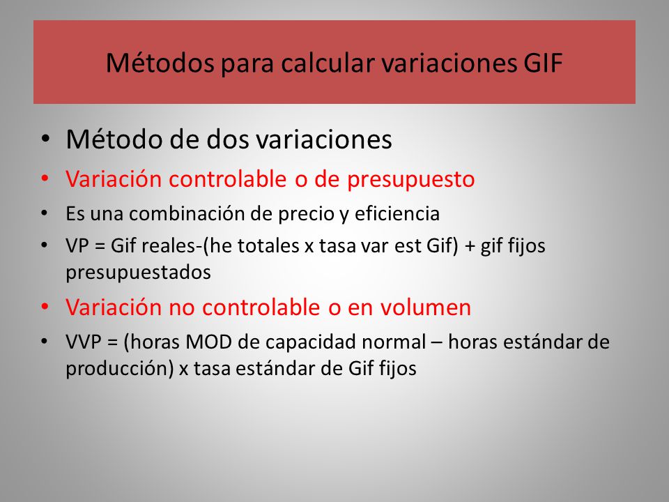 Métodos para calcular variaciones GIF