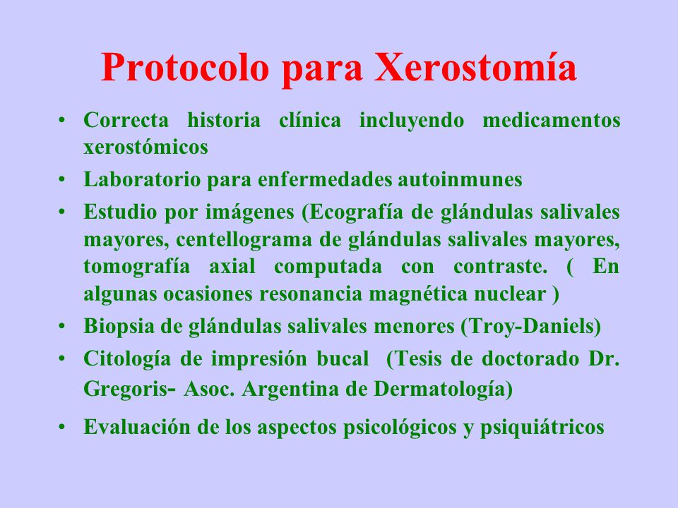 Protocolo para Xerostomía