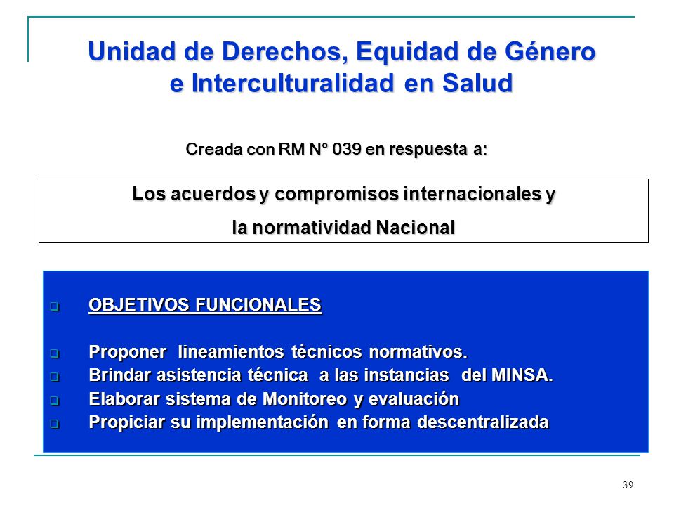 Unidad de Derechos, Equidad de Género e Interculturalidad en Salud