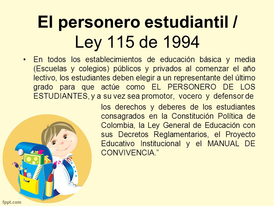 El personero estudiantil / Ley 115 de 1994