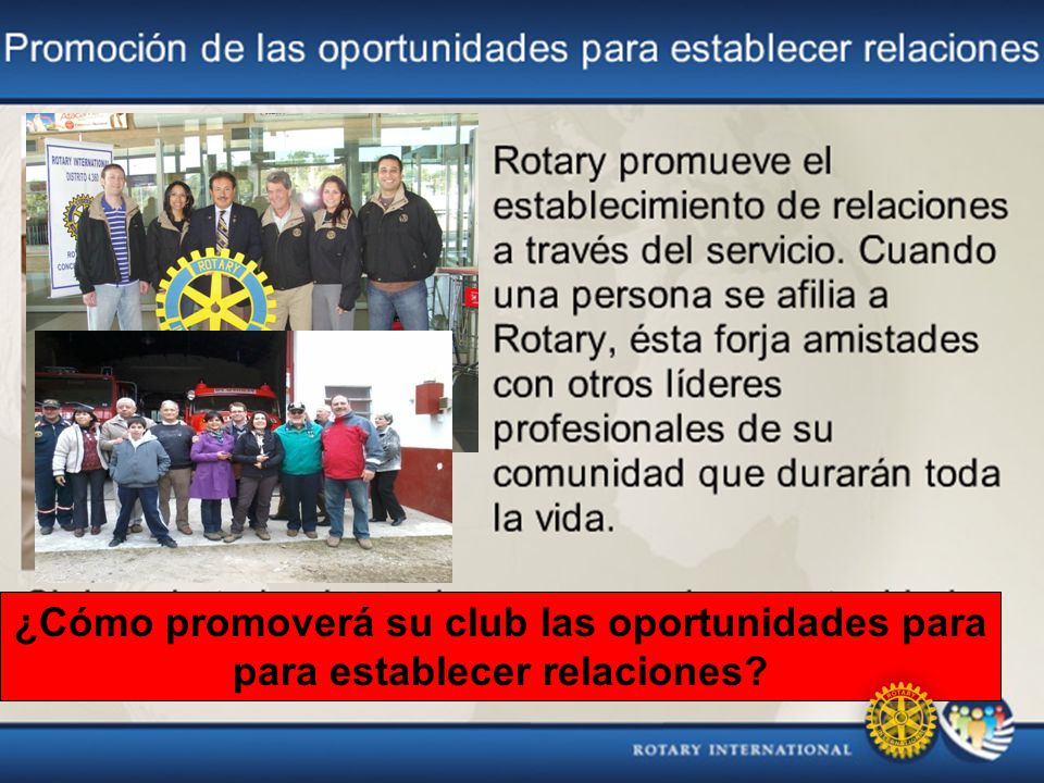 ¿Cómo promoverá su club las oportunidades para para establecer relaciones