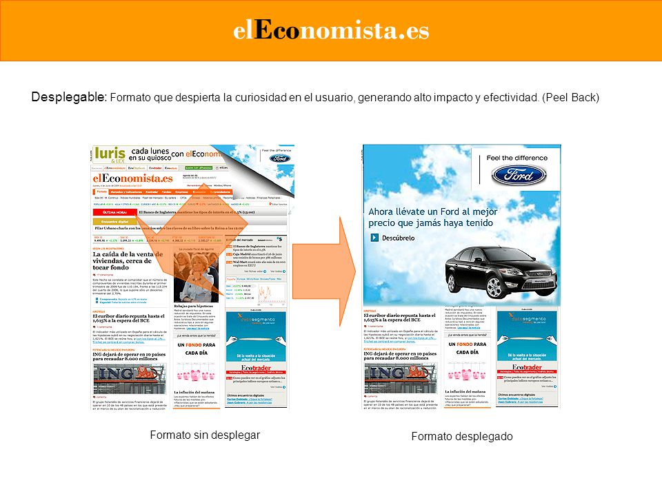 elEconomista.es Desplegable: Formato que despierta la curiosidad en el usuario, generando alto impacto y efectividad. (Peel Back)