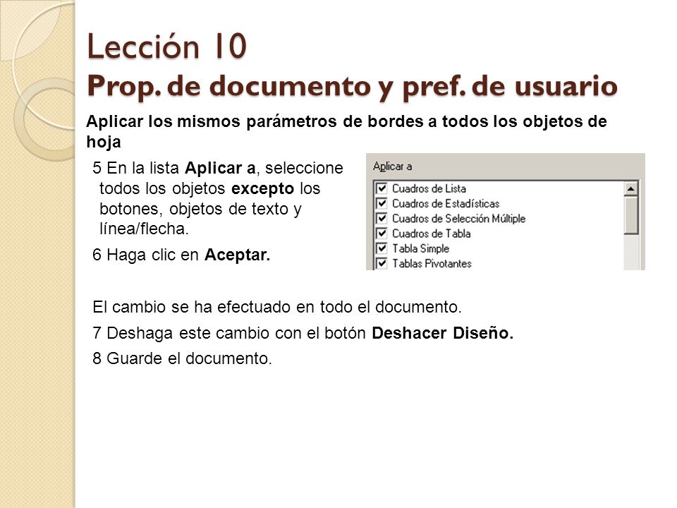 Lección 10 Prop. de documento y pref. de usuario