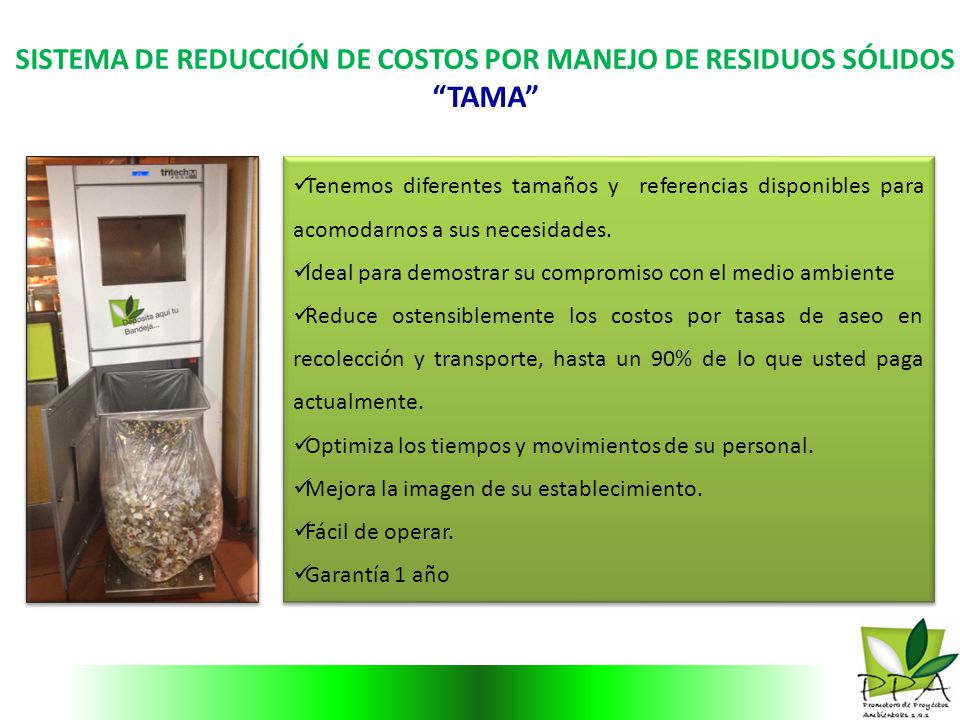 SISTEMA DE REDUCCIÓN DE COSTOS POR MANEJO DE RESIDUOS SÓLIDOS